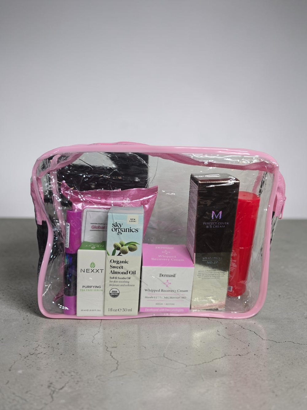 Beauty & Skincare Bundle w/ Pink Travel Cosmetic Bag